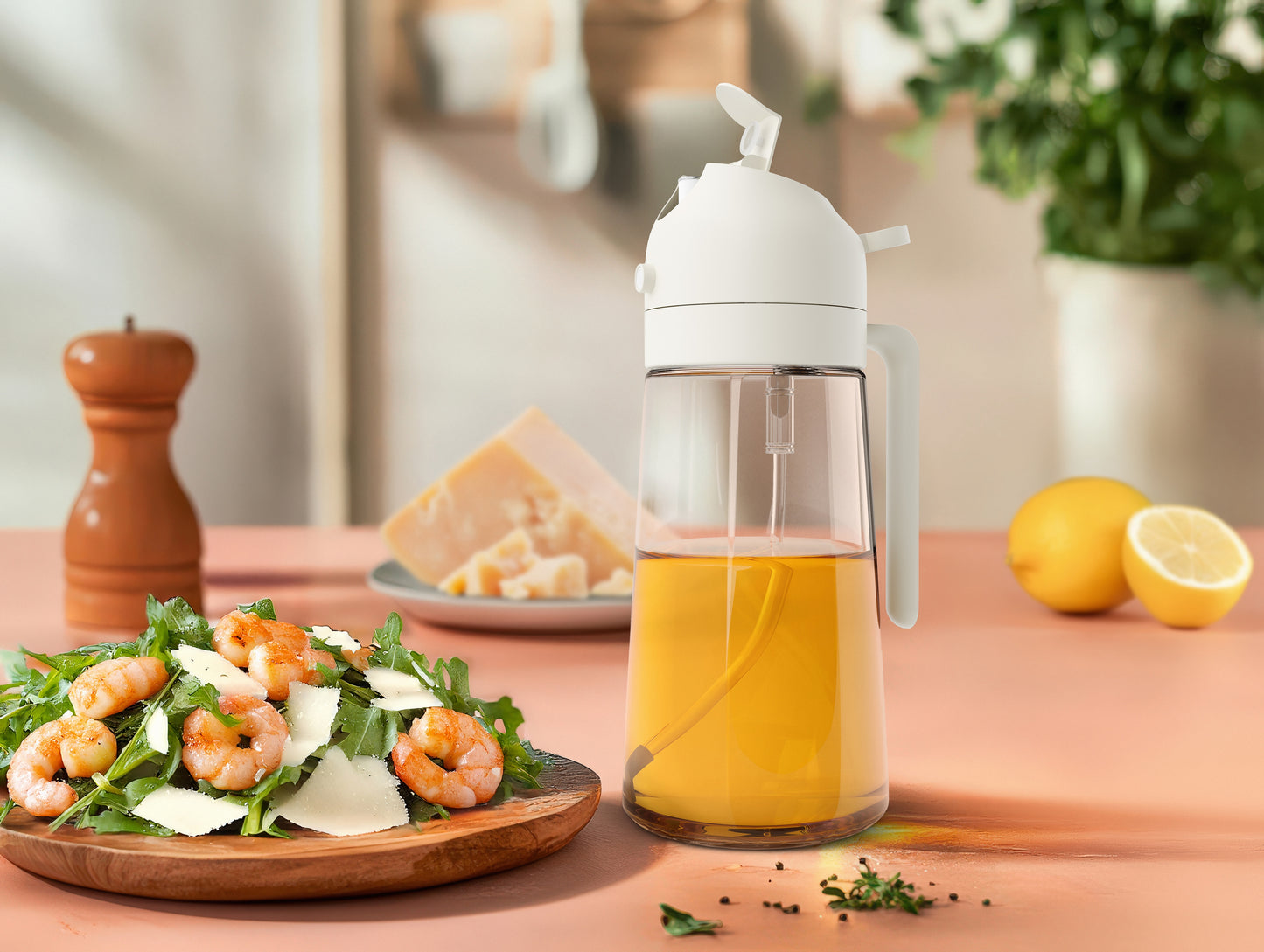 Savory 2-in-1 Oil Sprayer and Dispenser (White)