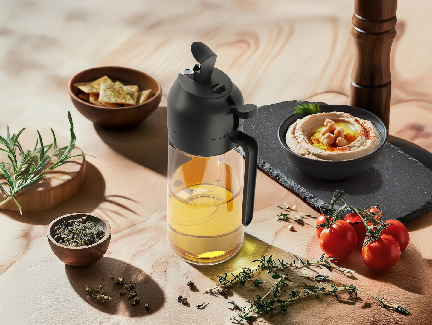 Savory 2-in-1 Oil Sprayer and Dispenser (Black)