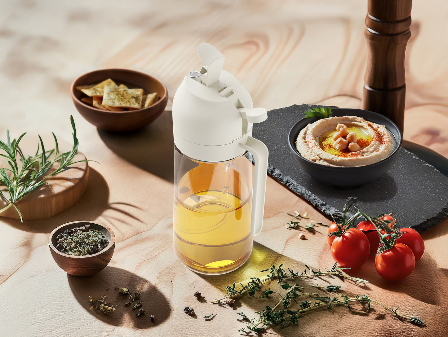 Savory 2-in-1 Oil Sprayer and Dispenser (White)