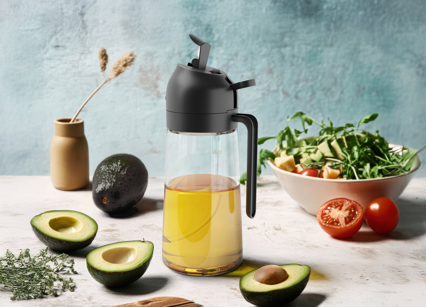 Savory 2-in-1 Oil Sprayer and Dispenser (Black)