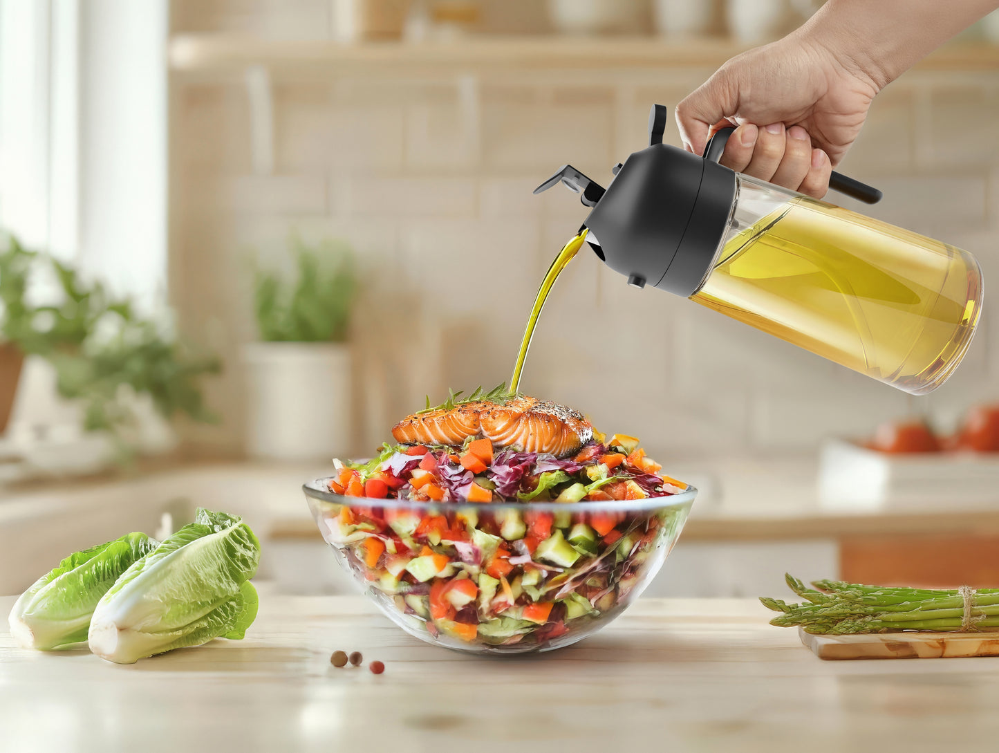 Savory 2-in-1 Oil Sprayer and Dispenser (Black)