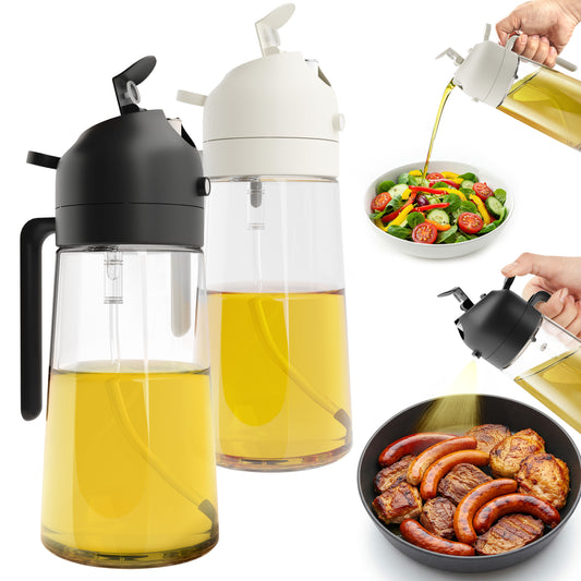 2-Pack Oil 2 in 1 Sprayer Bottle – 16oz Glass Olive Oil Dispenser