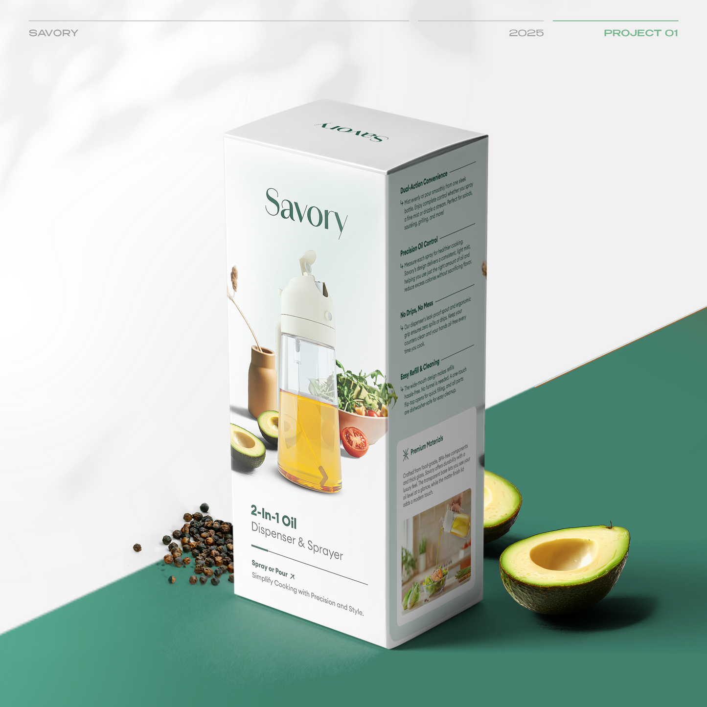 2-Pack 16oz 2-in-1 Glass Olive Oil Sprayer & Dispenser