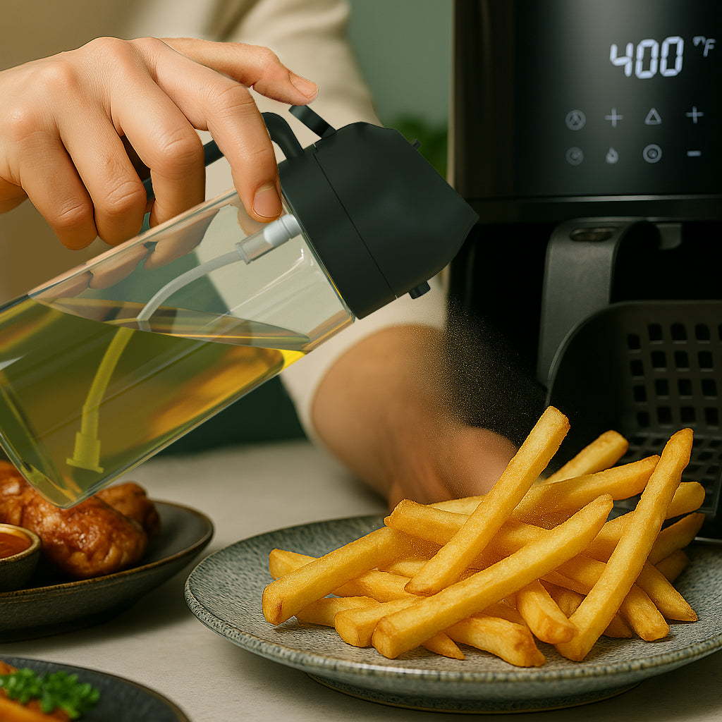 2-Pack 16oz 2-in-1 Glass Olive Oil Sprayer & Dispenser