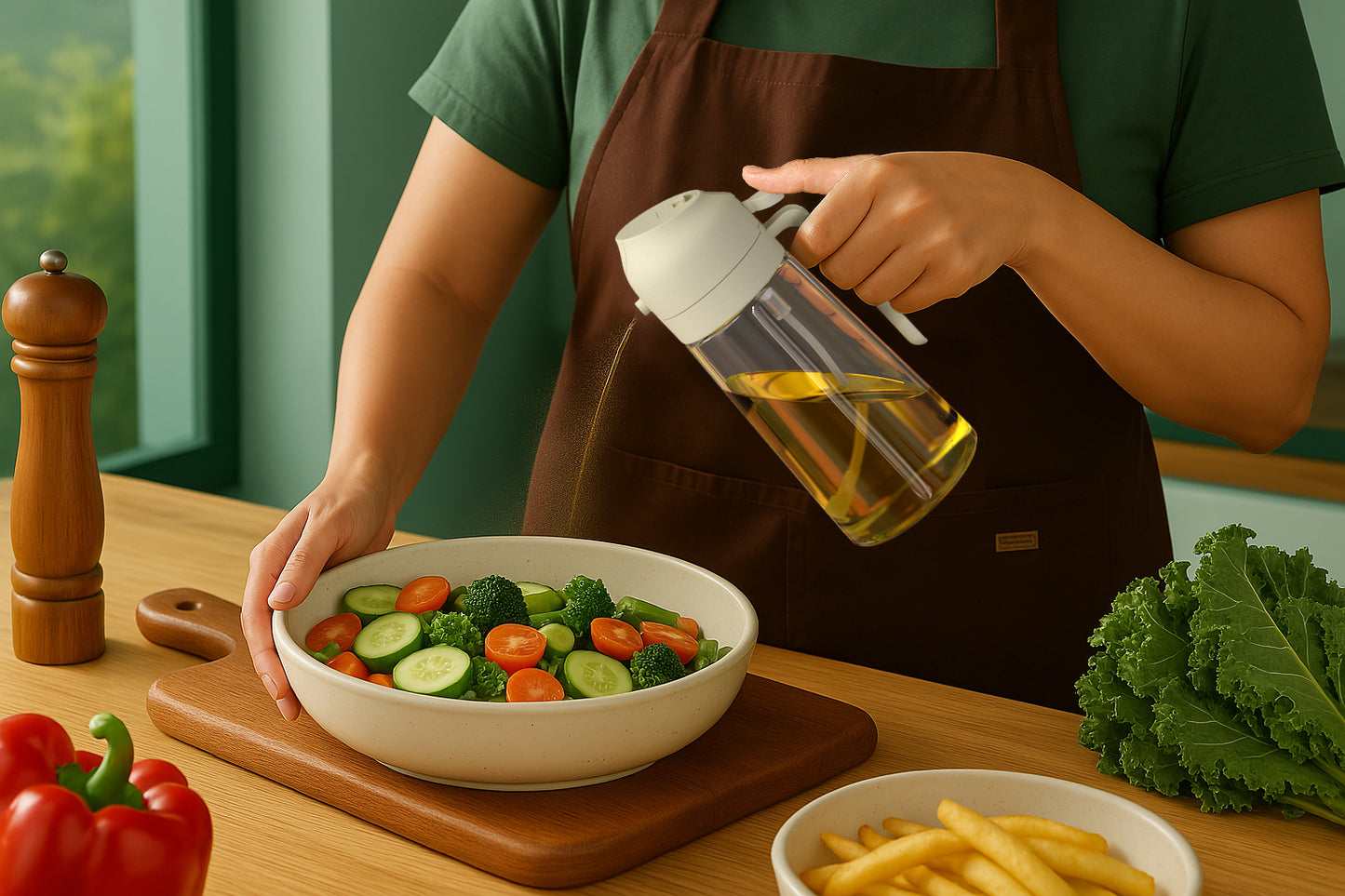 2-Pack 16oz 2-in-1 Glass Olive Oil Sprayer & Dispenser